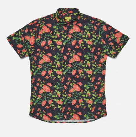 Retro Floral Printed Short Sleeve Shirt