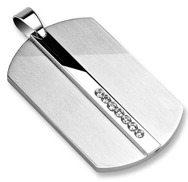 Stainless Steel Dog Tag w/ Clear CZ