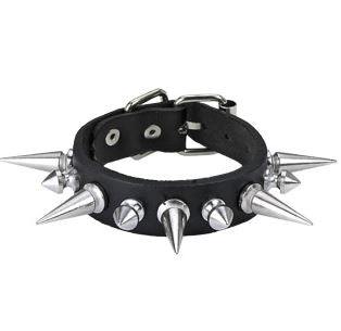 Leather Wristband with Spikes