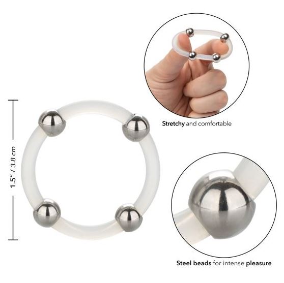 Steel Beaded Silicone Ring Large