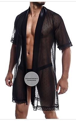Sultry Robe & Thong Set Black
