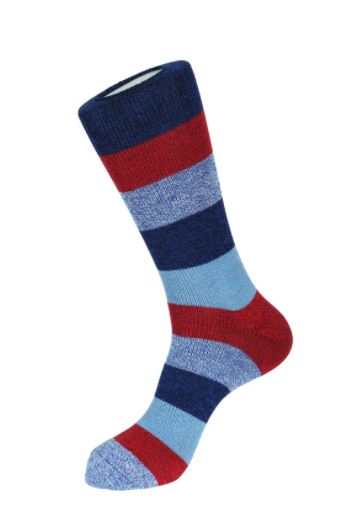 Blue & Red Wide Stripe Boot Sock